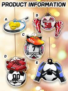 1pc Customized Acrylic Football/Baseball Shaped Keychain With Personalized Text