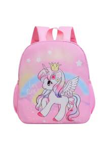 Cartoon Pony Cute Girls' Backpack, Children's Toddler Preschool Bag, Suitable For 3-5 Years Old Kids