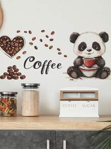 1 pieza Cuchara de madera creativa con diseño de peonía, pegatinas decorativas para cafetera con patrón de oso de café, pegatinas decorativas removibles para la cocina, regalos de decoración para cumpleaños, graduación, decoración del hogar, baño, dormitorio, sala de estar, decoración de la casa