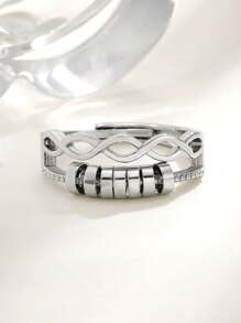 1pc Multi-Layer Rotating Spiral Kinetic Adjustable Anxiety Relief Fidget Ring, Casual Versatile Creative Design Suitable For Women Everyday Wear