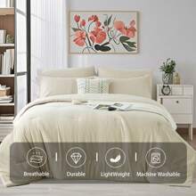 Queen Comforter Set Sage Green, 2 Pcs/3 Pcs Lightweight Comforters Queen Size Solid Bedding Comforters Sets, [1 Comforter, 1 Pc/2 Pcs Pillowcases] Universal All Seasons, Perfect For Your Bedroom Decor, Ideal Gift. - Kaki - 76 - Xem 1