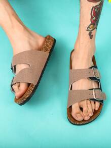 2025 Spring/Summer Plus Size Fashion Soft Cork Bottom Sandals, PU Upper Soft Cork Sole Outdoor Beach Lightweight Comfortable Brand Soft Slippers