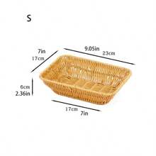 1 pièce Panier de rangement en rotin tressé rectangulaire fait main, plateau en osier réutilisable - pour les desserts, les encas, le pain - décoration de cuisine et de salon, chambre à coucher, pour la rentrée scolaire