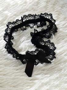 1pc Bride's Lace Bow Elastic Thigh Garter, Fashion Accessory For Daily Outfit, Sweet & Cute Girl Leg Decor - Multicolor - View 4