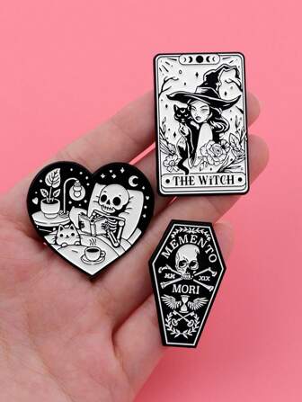 Skeleton Cat Witch Brooch Badge Alloy Metal Brooch, The Best Pin Accessory For Backpacks And Clothing Accessories The Best Pin Decoration To Give To Friends Dress Accessories Pin For Clothes Bag Charm School Office Accessories Shirts Jacket Jewelry Christmas Halloween Clothes Pin Funny Cute Teacher Gifts Costume Accessories Bag Charms