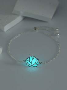 Nooxian 1 pieza Pulsera ajustable con elemento de loto de Halloween que brilla en la oscuridad con color plateado (necesita absorber luz para brillar, no brillará sin la absorción de luz)