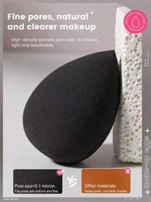 Large Size Black Makeup Sponge, Soft & Fine Texture, Suitable For Liquid Foundation Application & Concealing, Works For All Skin Types, Great Gift For Christmas & New Year