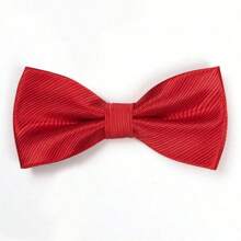 1pc Formal Suit Business Patterned Bow Tie, Groom Wedding Groomsmen Double Layer Solid Color Bowknot, Versatile For Daily Business Events, Polyester, Suitable For Spring, Summer, Autumn, Winter