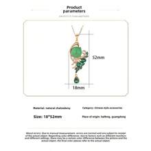 Collar colgante con diseño de pavo real de jade incrustado, accesorio de estilo vintage cheongsam chino para mujeres