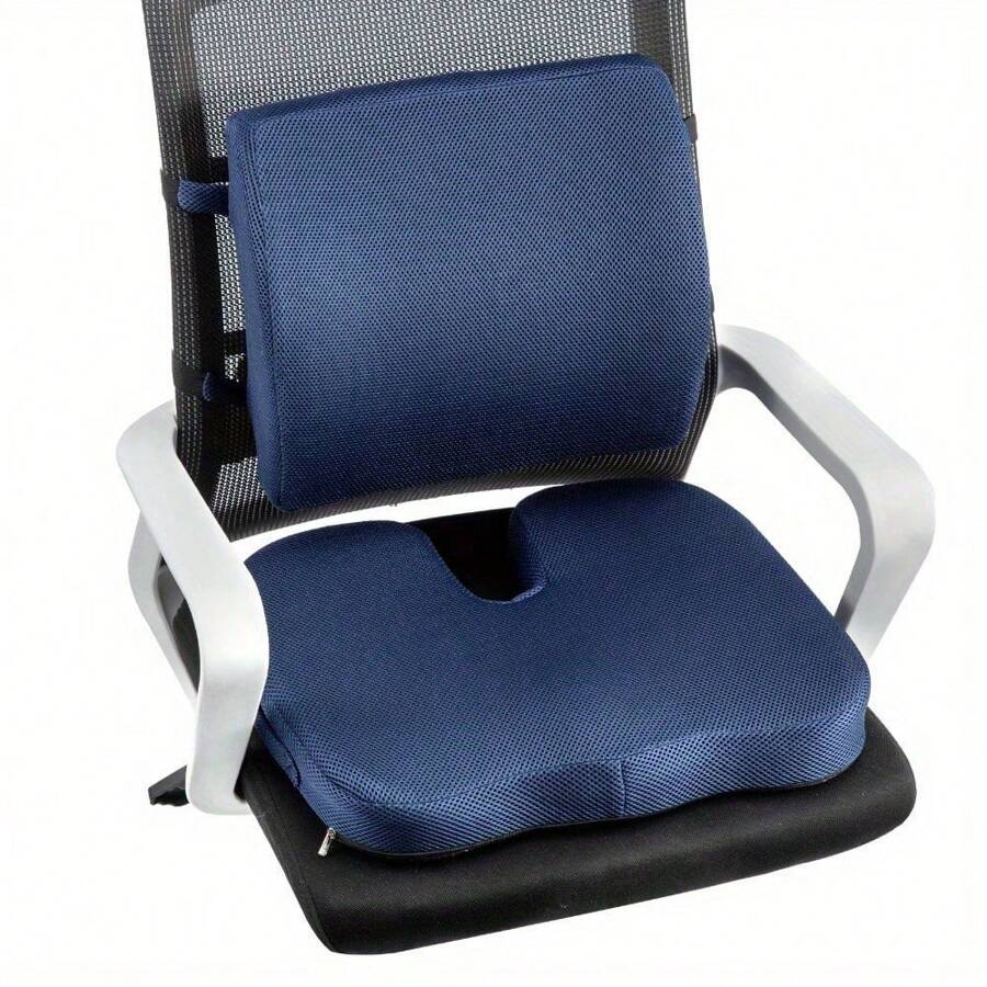 Support Pillow And Seat Cushion, Ergonomic Coccyx Cushion, Back Support, Lumbar Support Cushions To Relieve Sciatica And Back Pain For Gaming, Car Seat Cushion, Chair Pad - Blue - View 1