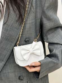 Unique Design Bow Girl Cute Stylish Minimalist Shoulder Diagonal Crossbody Bag - White - View 4