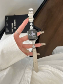 1 paquet de bracelet de montre, design floral classique et simple, compatible avec Apple Watch Series Ultra/SE/9/8/7/6/5/4/3/2/1, 38/40/41/42/44/45/46/49mm. Bracelet de montre de mode casual de luxe, réglable, design minimaliste, compatible avec Apple Watch, cadeau de la Saint-Valentin