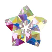 Handcrafted Double Hole Glass Rhinestones, Multi-Color, Suitable For DIY Clothes, Home Decor, Accessories Making - Multicolor-metallic Sunshine - View 5