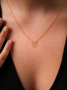 Collar con colgante hueco con corazón de circonita delicado de plata esterlina 925, regalo para ocasiones especiales, fiestas, uso diario, joyería de alta calidad para mujeres, estilo caja al azar