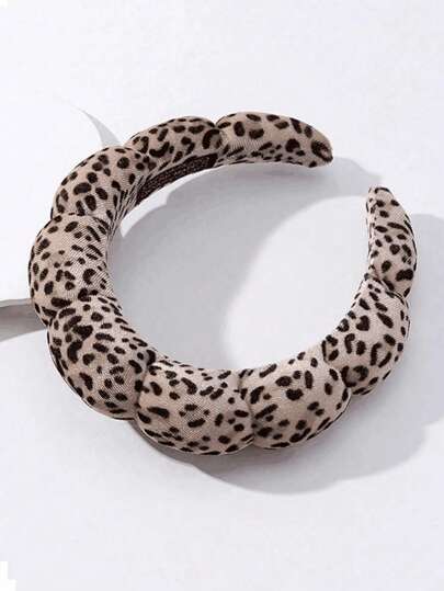 1 pieza Diadema con estampado de leopardo, diadema de maquillaje, pinza para el cabello para mujeres, cuidado facial, regalo de spa, fiesta, salida casual, compacta y ligera, diadema, accesorios para el cabello con estampado animal