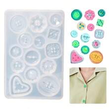 QIAO 1pc Button Shape Silicone Resin Casting Molds DIY Dropping Glue Epoxy Pendant Mold For Handmade Craft Jewelry Keychain Making