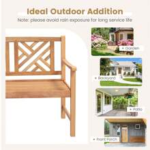 Lifezeal Patio Acacia Wood 2-Person Slatted Bench Outdoor Loveseat Chair Garden Natural - Reddish Brown - View 7