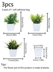 1set (3PCS) Mini Simulation Plant Pot Combination Home Living Room Bathroom Spring Party Table Top Cute Decorative Gift Gifts Birthday Graduation