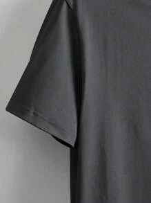 Camiseta de manga corta de cuello redondo para hombre con estampado casual de lema y gesto de mano, para verano