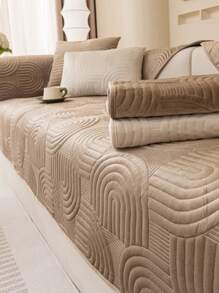 1 pièce Housse de coussin de canapé en peluche, couverture de canapé minimaliste moderne antidérapante, protecteur de canapé en polaire épais lavable toutes saisons anti-poussière, couleur café, convient pour canapé d'angle, chambre à coucher, bureau, salon