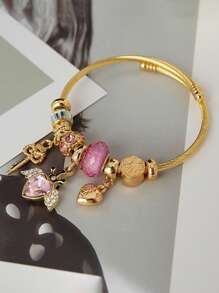 1pc High-Quality Women's Fashionable Niche Luxury Vibe Keychain Bracelet, Lightweight Titanium Steel Student Bangle, Versatile