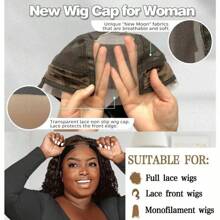 2Pcs Wig Cap With Grip Band For Keeping Wigs In Place, More Full Cap-Wide Transparent Lace For Lace Front Wigs - Brown/Black/Nude Non Slip Cap Make Your Wig Be Glueless - Black 2pcs - View 4