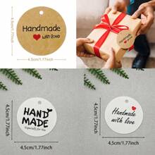 100PCS Handmade Kraft Paper Gift Tags With Letter "Handemade With Love" - For Birthday, Parties, Holidays, Wedding Decor & Crafts