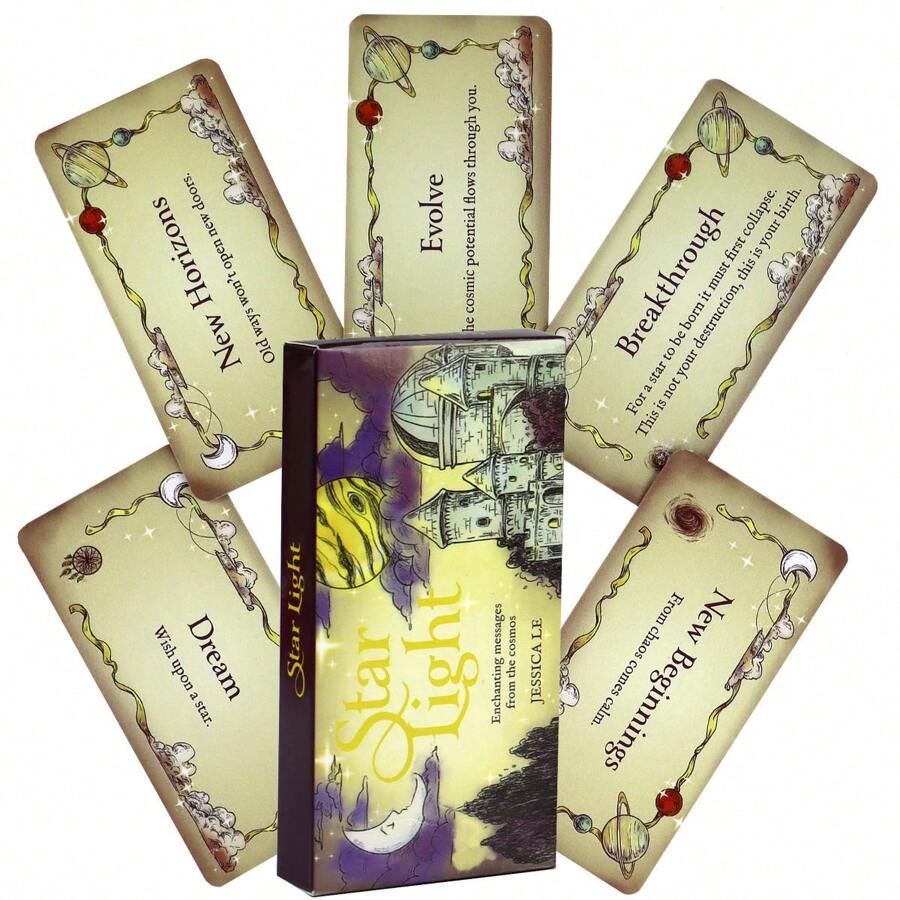 A Set Of Paper Star Light Message Cards, Fortune Telling Card Games For Fun Family Party Entertainment Playing Decks