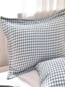 2pcs Set Plaid Soft Washed Cotton Pillowcases, Home Decor