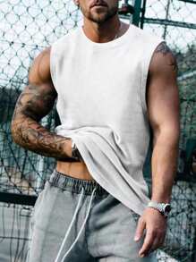 3pcs/Set Men's Summer Casual Plain Color Sleeveless T-Shirts - Multicolor - View 3