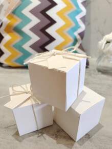 5/10/50 piezas Cajas de regalo cuadradas de papel Kraft marrón vintage, suministros para fiestas y embalaje