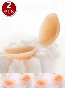 2pairs/Set Apricot Color Push Up Adhesive Bra Cups With Silicone And Thick Padding For Strapless Wedding Dress, Backless Dress, And Low Cut Outfits - Apricot - View 11