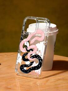 Funda transparente con estampado de serpiente dorada compatible con iPhone - Multicolor - Ver 2