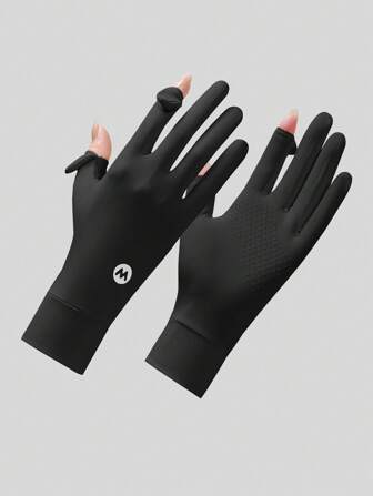 1 Pair UV Protection Fingerless Gloves, Summer Lightweight Anti-Slip Touchscreen Suitable For Driving, Cycling