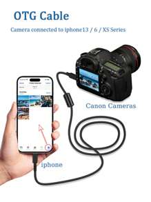 Edekoy 1M Black Camera Cable MINI5P-Apple, Compatible With Lightning Interface Smart Computers And Canon Cameras, USB Charging Cable, Fast Data Transfer, Durable And Flexible Design, No Batteries Required, USB Mode For Easy Photo And Video Transfer, MINI5P-Apple Compatible With Canon EOSD30, D20, D10, SX60, SX520, SD110, A2500, 5DS, T6I, HF100, R300 And Other DSLR Cameras. - 1M - View 4