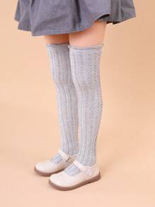 2 pares de calcetines de unicolor hasta la rodilla para niñas, calcetines cómodos y transpirables por encima de la rodilla para bebés, niños pequeños y niños mayores