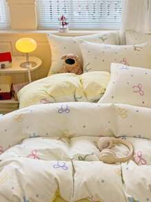 2/3 chiếc in hình bướm, nơ, siêu mềm, bé gái dễ thương, bé trai và bé gái, học sinh, trang phục ký túc xá nhỏ và tươi mát, học sinh vào mùa xuân và mùa hè, bộ vỏ chăn đã giặt và chà nhám, bộ đồ giường, không bao gồm lõi chăn, trang trí giường đôi cỡ queen và king, quà tặng đồ giường, có thể giặt bằng máy - Nhiều màu - Xem 8