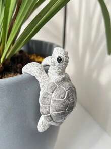 1pc Cute Resin Mini Sea Turtle Statue, Hanging Planter Pot Decoration, Indoor Home Decor Figurine For Garden, Yard And House Without Electricity'