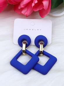 Fashionable Macaron Geometric Asymmetrical Colorful Rhombus Earrings, Elegant Design Suitable For Summer Casual, Travel And Beach Wear - Multicolor - View 19