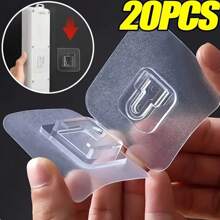 20个防水多用途粘钩 - 易于安装的塑料壁挂支架，适用于路由器、插座、相框、遥控器等 - 厨房、卧室、浴室、办公室家居装饰浴室收纳 - 透明 - 查看 13