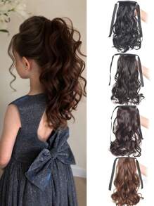 12Inch Ponytail With Hair Tie Wrapped Around Curly Wavy Ponytail Extensions Synthetic Wigs Clip In Hair Extensions Elegant Suitable For Daily Wear By Children And Girls - Multicolor - View 2