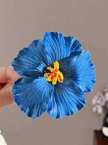 Set de 3 piezas/1 pieza de Horquillas para el cabello con flor de Hibisco hawaiano blanca/azul/roja de 4cm/1.57 pulgadas, de moda, versátiles, elegantes, sencillas, de unicolor, adecuadas para salidas diarias, ocio, fiestas, viajes, recogidos, coletas, lavado de cabello, maquillaje y combinación de atuendos