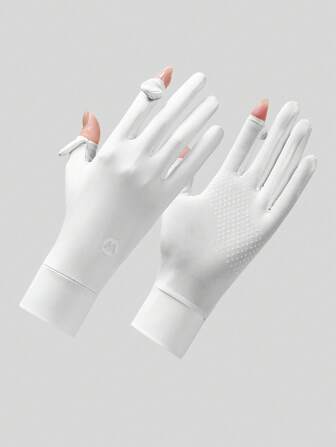 1 Pair Sunscreen Gloves, Lightweight Thin Breathable Anti-Slip Fingerless Touchscreen Suitable For Driving, Riding, Cycling In Summer