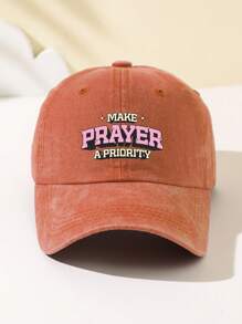 1 pieza Gorra de béisbol con parte superior suave y ajustable con la palabra "ORACIÓN" para mujer, sombrero de moda para exteriores, protección solar transpirable, adecuado para deportes al aire libre, camping, viajes y regalos de vacaciones