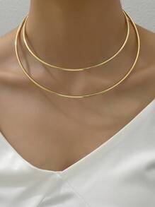 1pc Gold Minimalist Creative Geometric "E" Choker Necklace, Elegant & Versatile For Women, Casual, Party, Festival, Graduation Gift - Yellow Gold - View 6