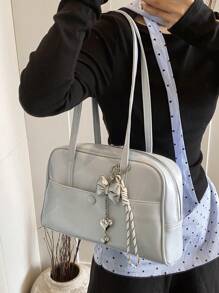 Solid Color Casual PU Women's Handbag, Large Capacity, Versatile Fashion Lady's Shoulder Bag, Candy Color Minimalist Lightweight Bag, Suitable For College Students, Fashionistas, Working Women, Office/Campus/Shopping