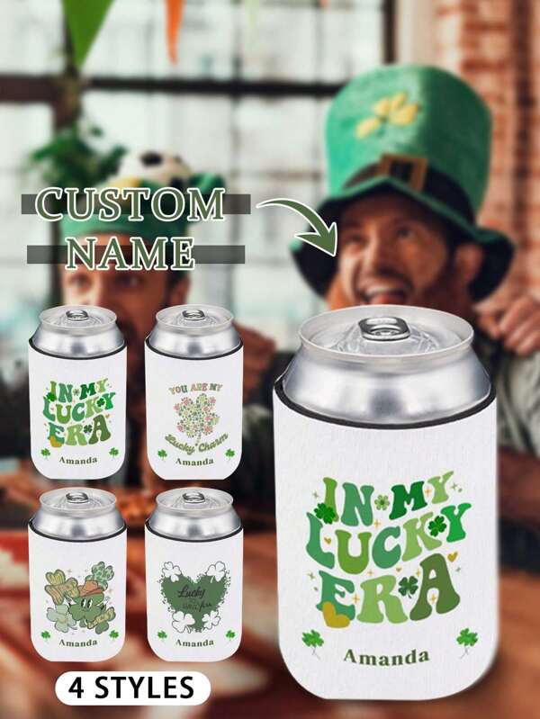 Personalized St. Patrick'S Day Cooler Holder Personalised Cooler Holder Custom Can Bottle Cozy Beverage Foam Cooling Sleeve Personalized Groom Bestman Wedding Drinking Birthday