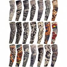 5 paquetes de mangas de tatuaje de flor para el brazo para deportes de equitación y protección solar UV, diseño de desafío definitivo de manga media para hombres y mujeres