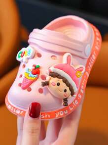 A Pair Of Summer New Fashionable And Comfortable EVA Children's Perforated Shoes With Breathable And Lightweight Features, Anti Slip And Odor Resistant, And Cartoon Decoration Design