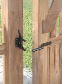 1 set de Loquet de porte en acier au carbone chromé à charnière longue, Loquet de porte de clôture autoverrouillant à levier de gravité automatique pour porte de clôture en bois, Gâches de porte de clôture (1 levier de verrouillage + 1 tête de verrouillage + 6 vis), Ensemble de serrure de charnière de clôture en acier au carbone - Goupilles en fer argenté, Loquet de jardin et de porte à usage multiple avec vis incluses, Loquet de portail automatique avec boulon pour clôture de pâturage, jardin, Clapet de rattrapage automatique en acier au carbone pour fourniture de matériel de clôture de jardin